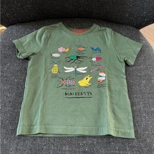 Mini Boden Green Tee with Colorful Bug Design
